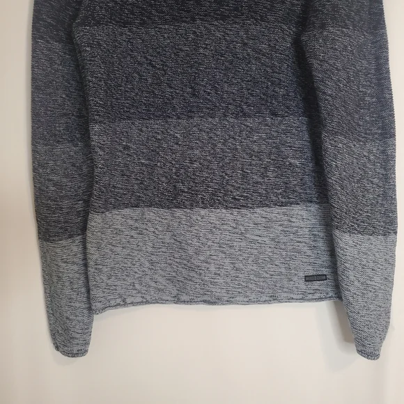 HUDSON Women's Size L Multi navy stripe 100% cotton classic tunic sweater - Picture 4 of 11